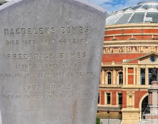 The Bowes family headstone, and The Royal Albert Hall (composite)