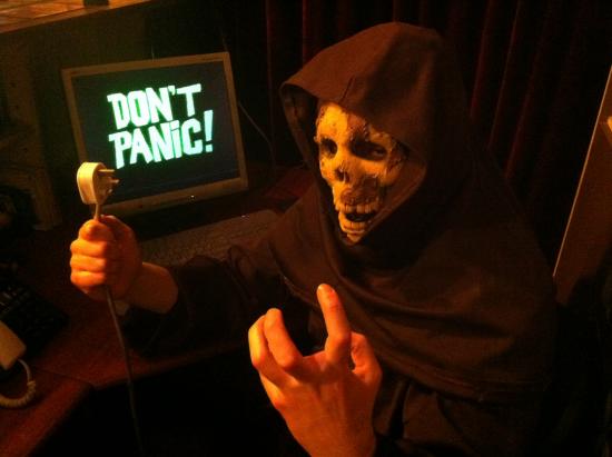 Trainee webmonster, The Mad Monk of the Cowgate, hard at work